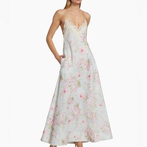 Zimmermann Halliday Floral Linen A-Line Maxi Dress, 0